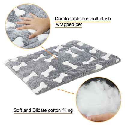 Self-Warming Cat Bed Mat Washable Dog Bed Crate Mat Soft Pet Sleeping Mat For Dogs And Cats Reversible Fleece Dog Crate Kennel Pad Cat Pet Bed