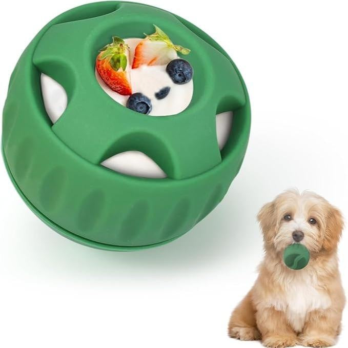 Dog Chew Toys For Puppies And Treat Trays, Long-Lasting Refillable Treat Toys And Silicone, Dog Treat Molds, Reusable, Dishwasher Safe, Suitable For Small And Medium Dogs 10-25 Lbs Toy For Green Ball