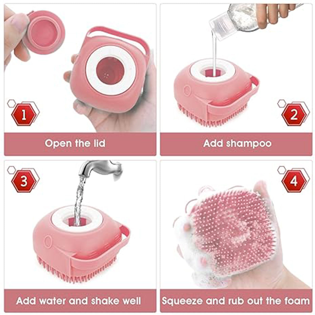 Dog Cat Bath Brush Comb Silicone Rubber Dog  Puppy Massage Brush Hair Fur Grooming Cleaning Brush Soft Shampoo Dispenser