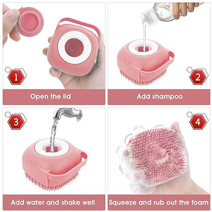 Dog Cat Bath Brush Comb Silicone Rubber Dog  Puppy Massage Brush Hair Fur Grooming Cleaning Brush Soft Shampoo Dispenser