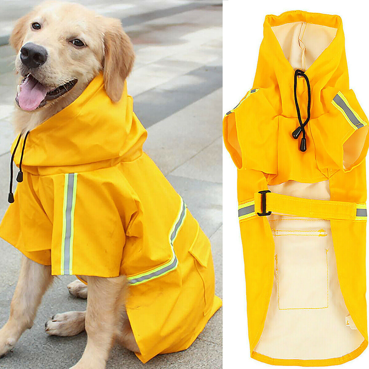 Dog Raincoat,Waterproof Dog Rain Jacket With Safety Reflective Stripe,Hooded Slicker Dachshund Doggy Dog Poncho With Leash For Dogs And Puppies