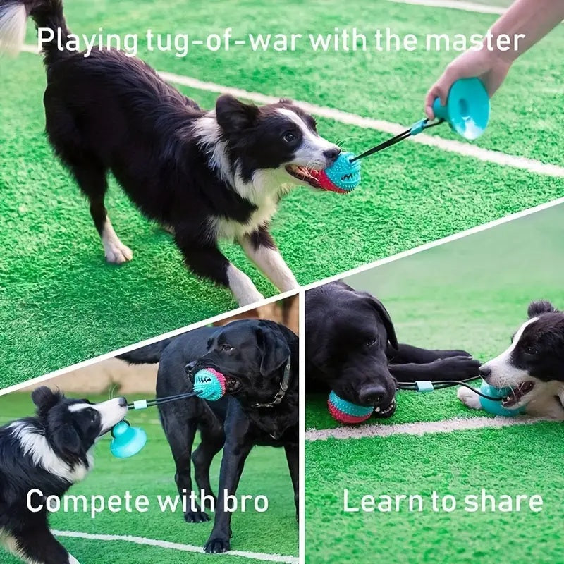 Dog Toys For Aggressive Chewers Interactive Teething Boredom And Stimulating Tug Of War Suction Cup Interactive Tug-of-War Dog Toy Treat Dispensing, Durable Thermoplastic Rubber Construction