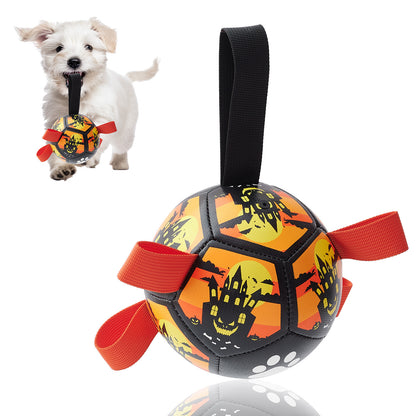 Interactive Dog Toys, Dog Soccer Ball With Straps, Dog Football, Dogs Balls For Small Size Dog Water Toy Indoor & Outdoor, Gift For Dogs