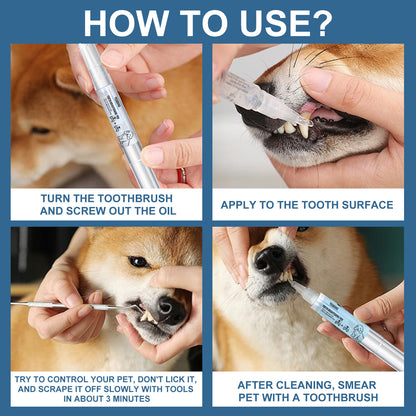 Teeth Brightening Pen For Pet Teeth Repairing Kit,Pet Dog Cat Teeth Cleaning Pen For Dental Care,Pet Teeth Whitening Pen Tool Dog Tooth Cleaning Pen - Resin Dental Plaque Tartar Remover