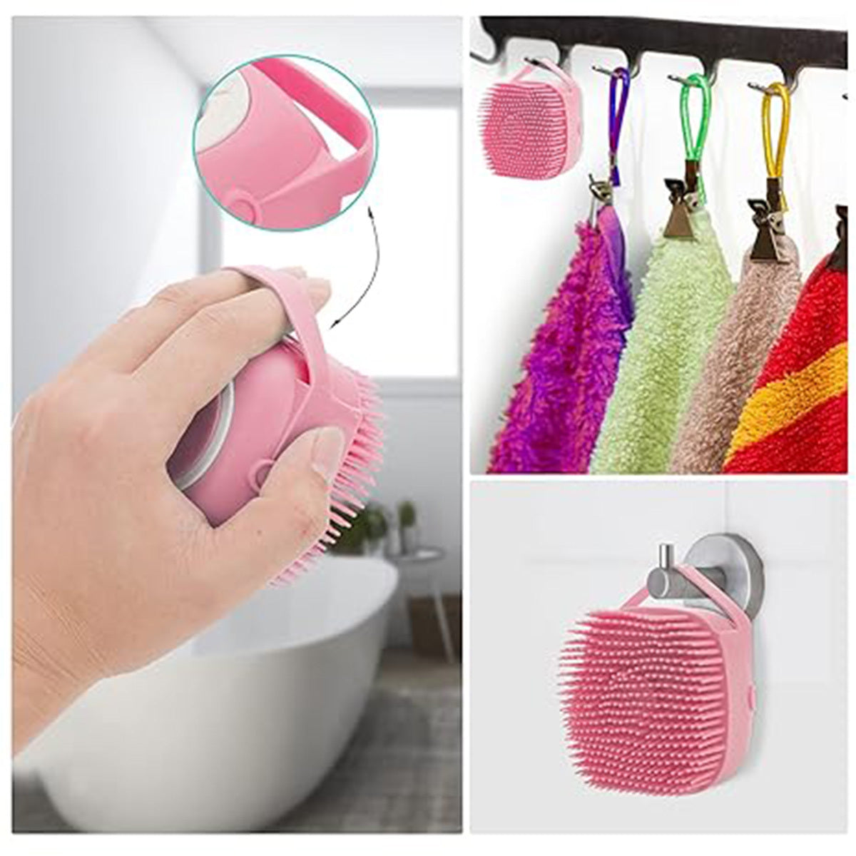 Dog Cat Bath Brush Comb Silicone Rubber Dog  Puppy Massage Brush Hair Fur Grooming Cleaning Brush Soft Shampoo Dispenser